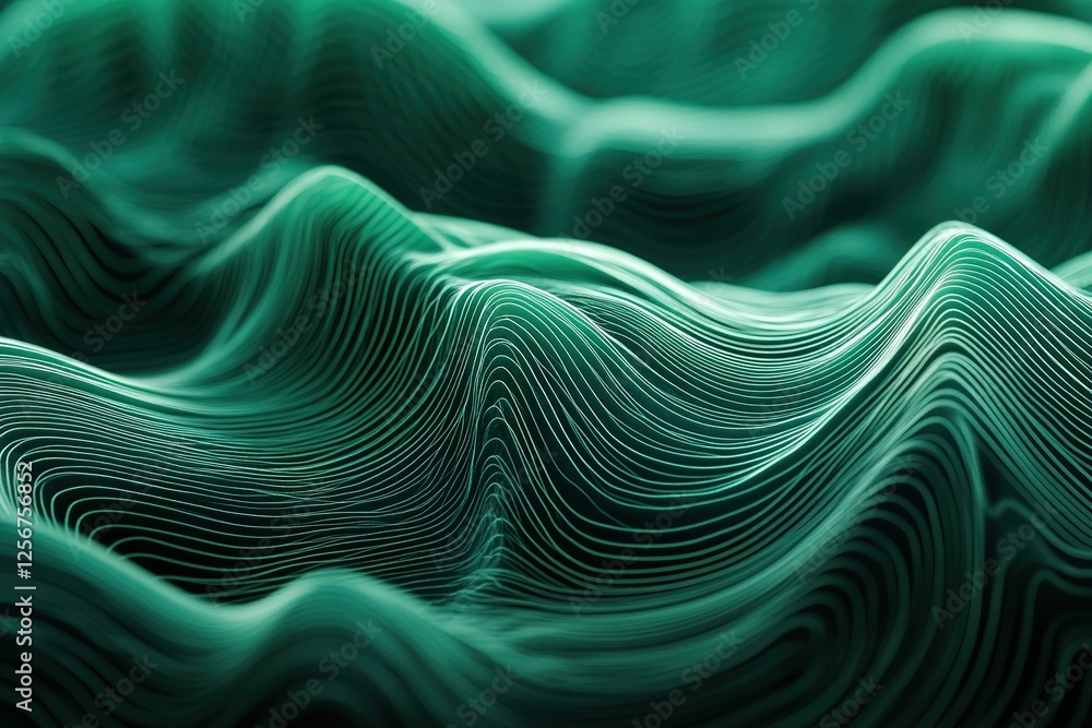 Poster abstract teal wave pattern layered lines
