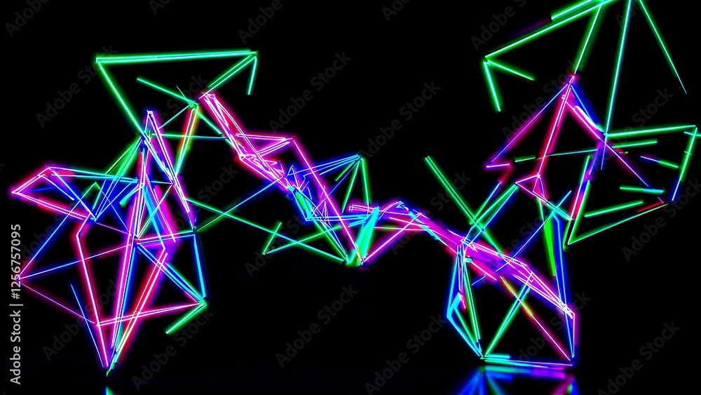 Canvas Prints colorful neon lights are creating a complex, abstract geometric structure, resembling a futuristic n