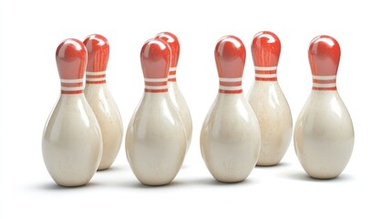 A set of bowling pins arranged for a game.