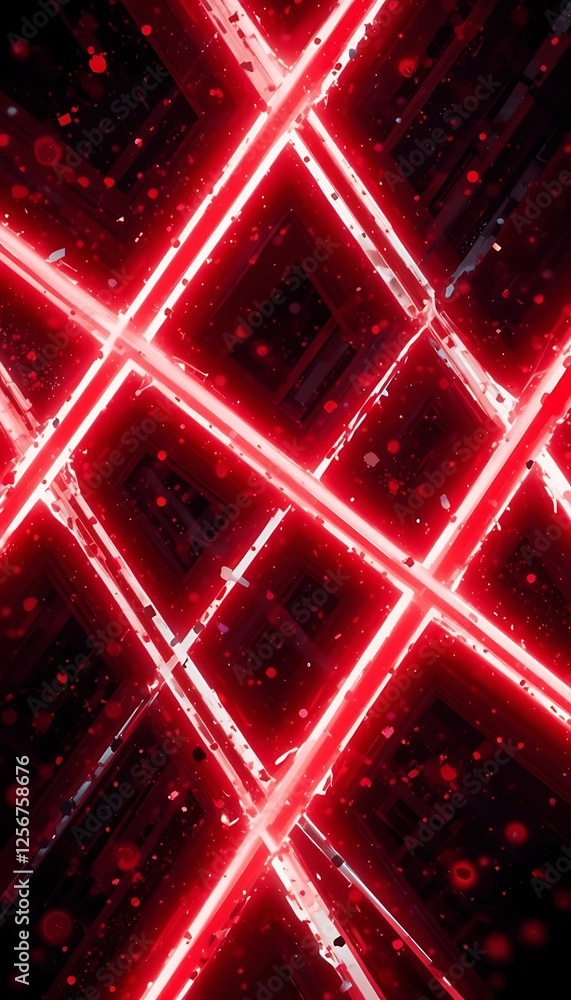 Poster abstract red light pattern with rectangles and futuristic design elements