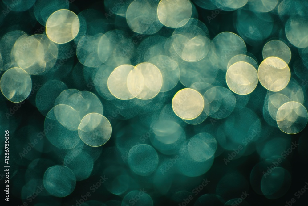Aufkleber abstract teal bokeh background with soft light circles