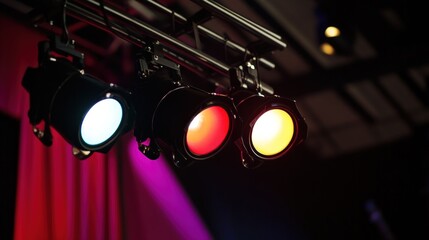 Stage lighting with colorful spotlights.