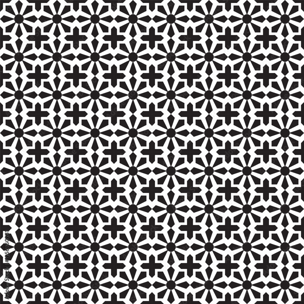 Poster seamless monochrome vector textures, black and white abstract geometric patterns with triangle, squa