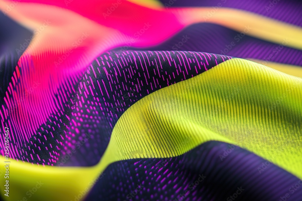 Poster vibrant textile with dynamic color gradients and texture