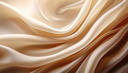 Fototapeta premium Smooth waves of light beige silk ripple across the image, creating a luxurious texture.
