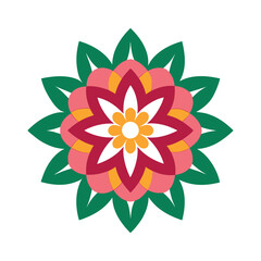Fototapeta premium Colorful Mandala Design with simplified colors and a white background