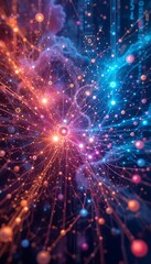 Abstract Data Network Connecting Points with Glowing Nodes and Lines