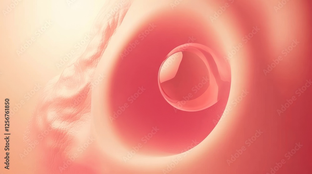 Poster abstract representation of a cell with a droplet.