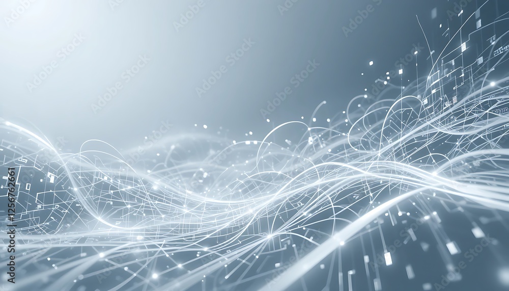 Poster abstract network connection lines with glowing light particles background
