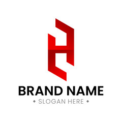 Obraz premium Modern bright red H initial logo