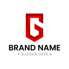 Logo of initial letter G in bold red color