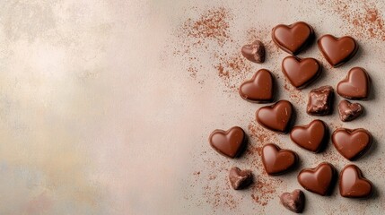 Delicious Heart-Shaped Chocolate Treats on a Soft Background for Romantic Occasions and Gift Ideas