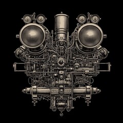 Fototapeta premium Abstract mechanical face, steampunk design, industrial background, artistic