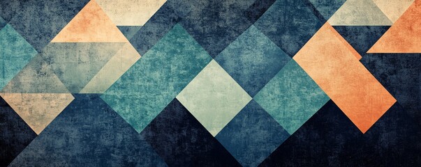 Fototapeta premium Geometric shapes creating an abstract background with a grunge texture effect
