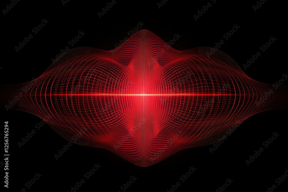 Poster red energy wave abstract fractal pattern