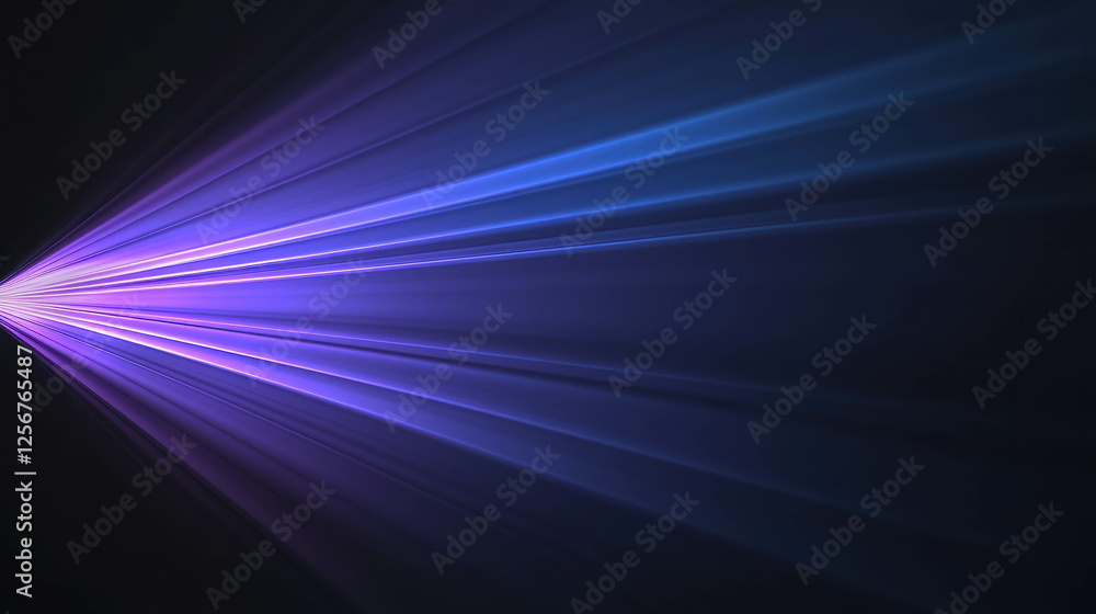 Poster ethereal cascading beams of light in soft purple gradient against dark background