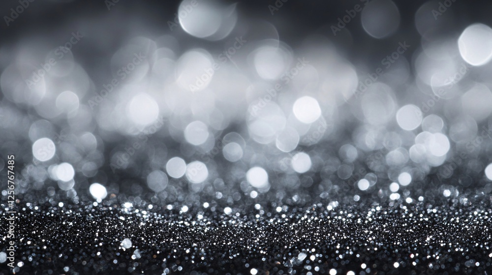 Poster silver glitter sparkling with abstract blurred lights background