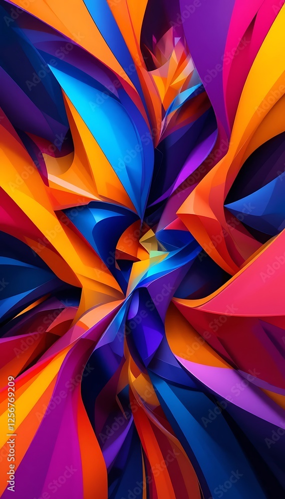 Poster abstract colorful shapes flowing together in a dynamic and modern design