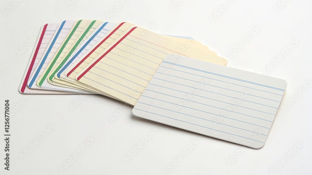 Poster stack of index cards on white background