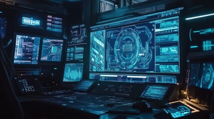 Quantum Chip Glowing with Intricate Holographic Overlay