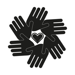 Obraz premium Hands icon. Heart connection symbol. Unity support sign. Vector illustration.