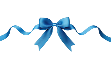 Blue bow and ribbon on transparent background