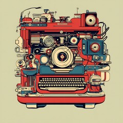 Fototapeta premium Futuristic typewriter machine design