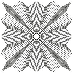 Abstract star pattern. Optical illusion effect. Black and white symmetry. Hypnotic geometric shape.