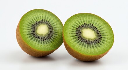 Vibrant Halved Kiwi Fruit Displaying Lush Green and Seeds