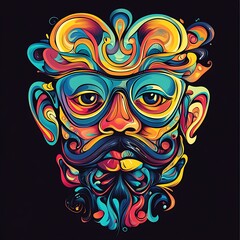 Colorful abstract portrait of a man with stylized features. Possible use in design or art projects