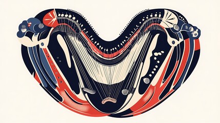 Fototapeta premium Abstract heart-shaped harp, creative design, artistic representation