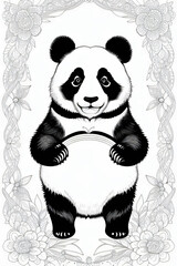 Elegant Line Art Illustration of a Panda in Minimalist Style