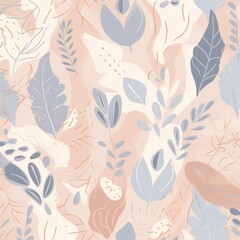 Pastel botanical bliss: a soft dreamy pattern of stylized leaves and organic shapes
