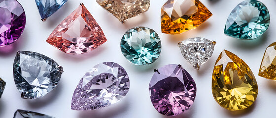 Colorful gemstones on white.Jewelry photography