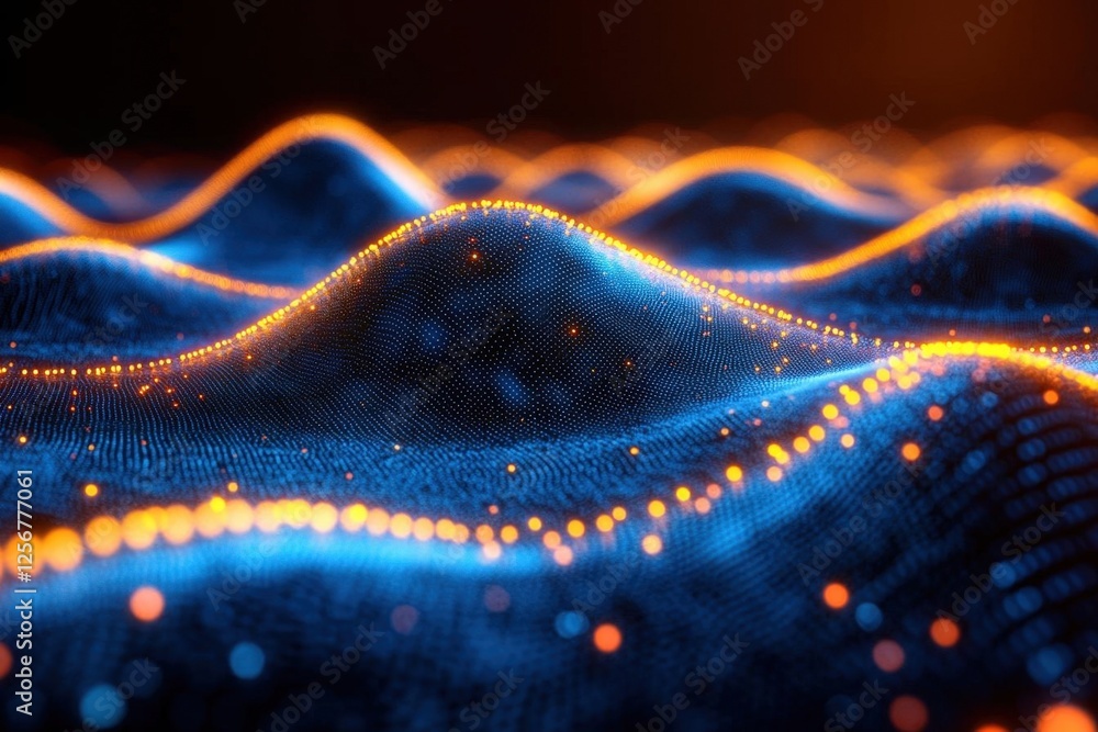 Poster abstract glowing data wave pattern