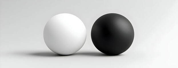 White and black spheres, studio background