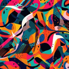 Obraz premium Vibrant abstract art with dynamic shapes creating a visually stimulating composition
