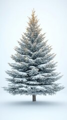 Snow Covered Christmas Tree In Winter Landscape
