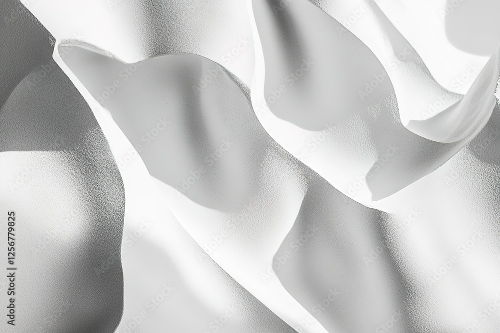 Aufkleber abstract white fabric folds capturing light and shadow in soft elegant waves