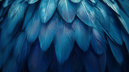 Obraz premium Teal bird feathers close-up texture; background blurred.
