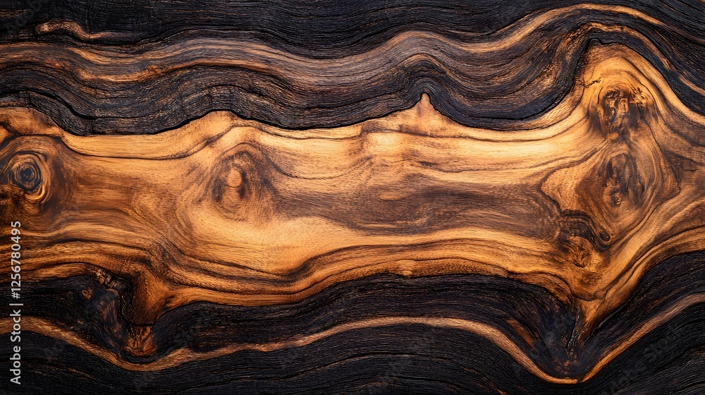 Poster stunning wood grain texture wave background. close-up of exquisite wood grain with rich, deep colors