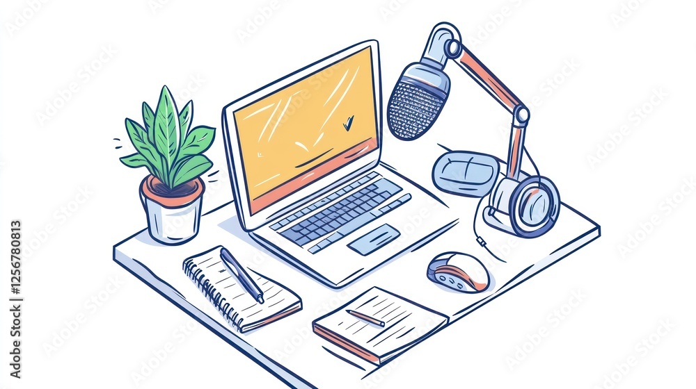 Poster desk setup for productivity and content creation.