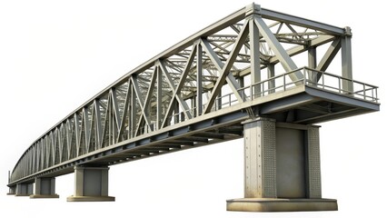 Fototapeta premium Steel Truss Bridge Isolated on White