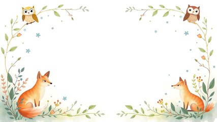 Cute Woodland Animals with Floral Elements for Children’s Designs