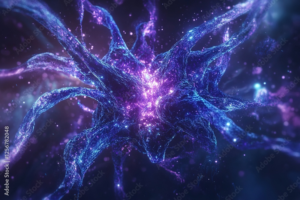 Aufkleber abstract neural network: glowing interconnections and pathways in a cosmic nebula