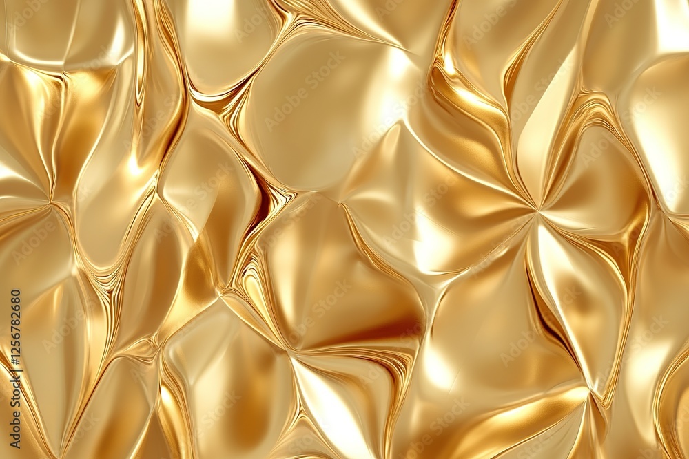 Poster luminous golden waves create a mesmerizing abstract pattern reflecting light fluidly
