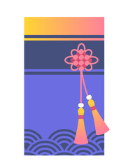 Korean gift box. Blue giftbox. Holiday and celebration. Surprise and souvenir. Asian culture and tradition. Bojagi festival. Flat vector illustration isolated on white background