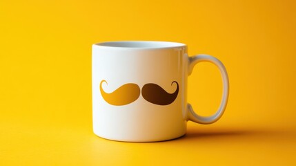 White mug with a whimsical mustache design.