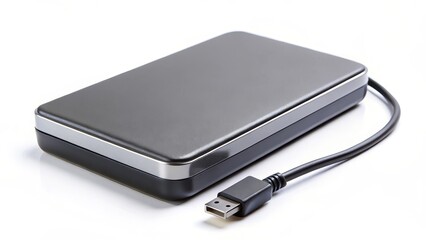 External Hard Drive on White Background