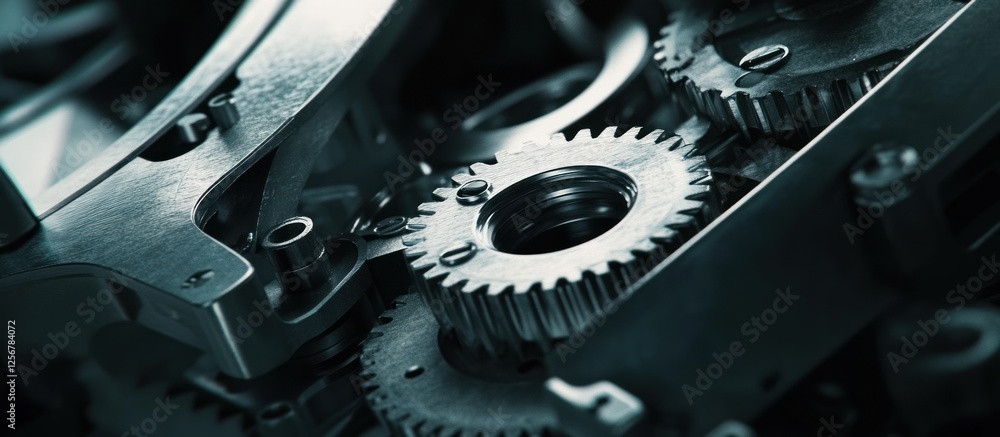 Poster Intricate Clockwork Gears: A Close-Up of Mechanical Precision